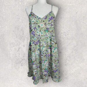 Molly Bracken Y2K Babydoll Floral Midi Dress Ruffle Lace Trim Prairie Fairy Sz L